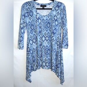 Karen Kane Blue Geometric Tunic Top XL BEAUTIFUL!!!☝🏻♥️♥️♥️